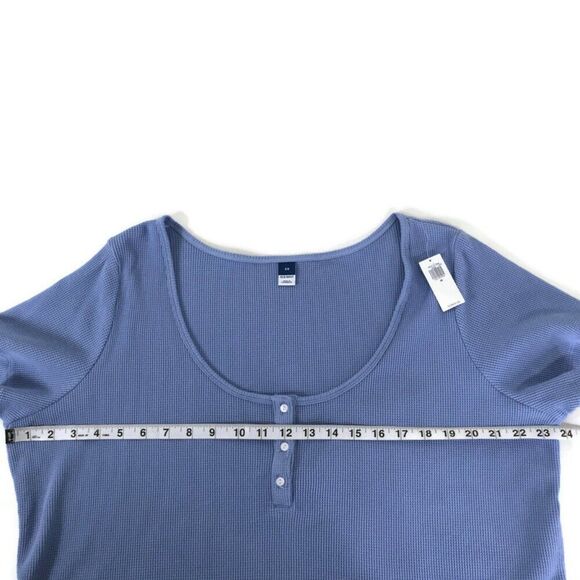 NEW Old Navy Waffle Lounge Short Sleeve Top Women's Plus Size 2X Blue Cropped - Picture 5 of 9